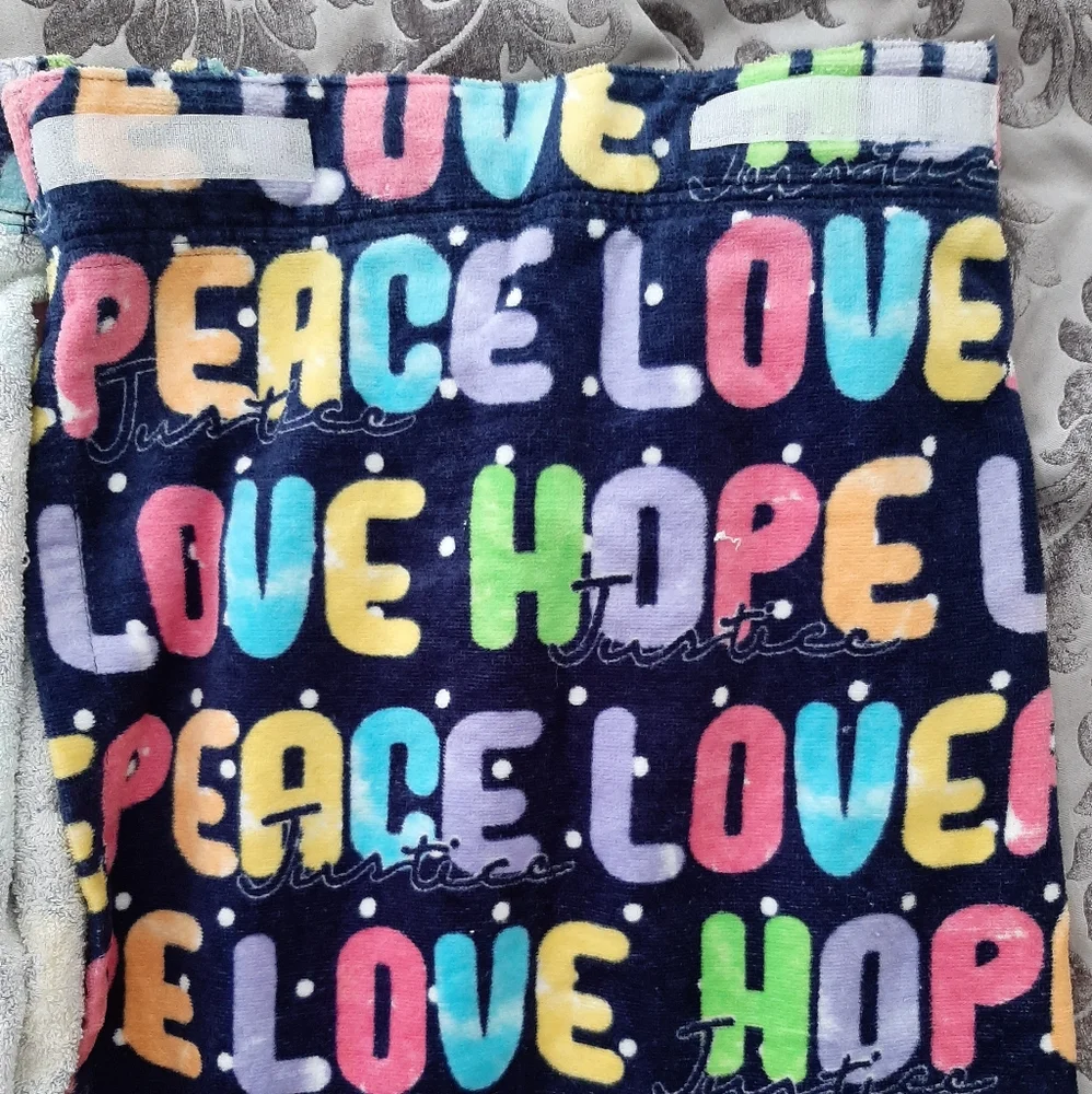 Justice brand kids after bath peace towel dress. Size M/L.
